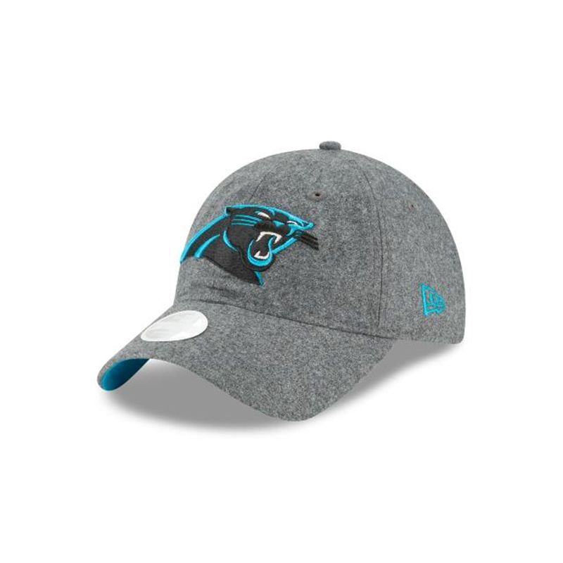 NFL Carolina Panthers Womens Melton Wool 9Twenty Adjustable (PJJ8258) - Grey New Era Caps